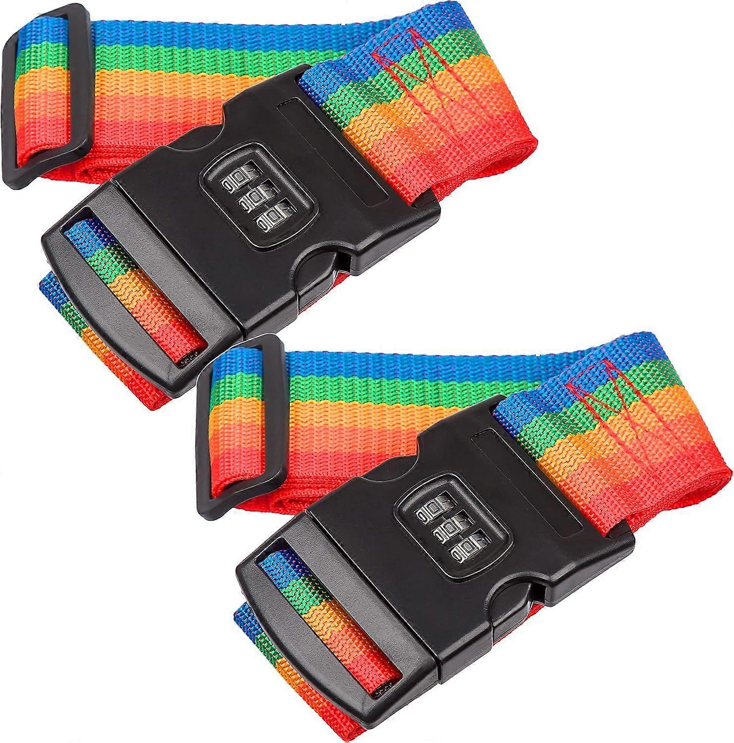 2-Pack Adjustable Suitcase Straps with Closure and Buckle