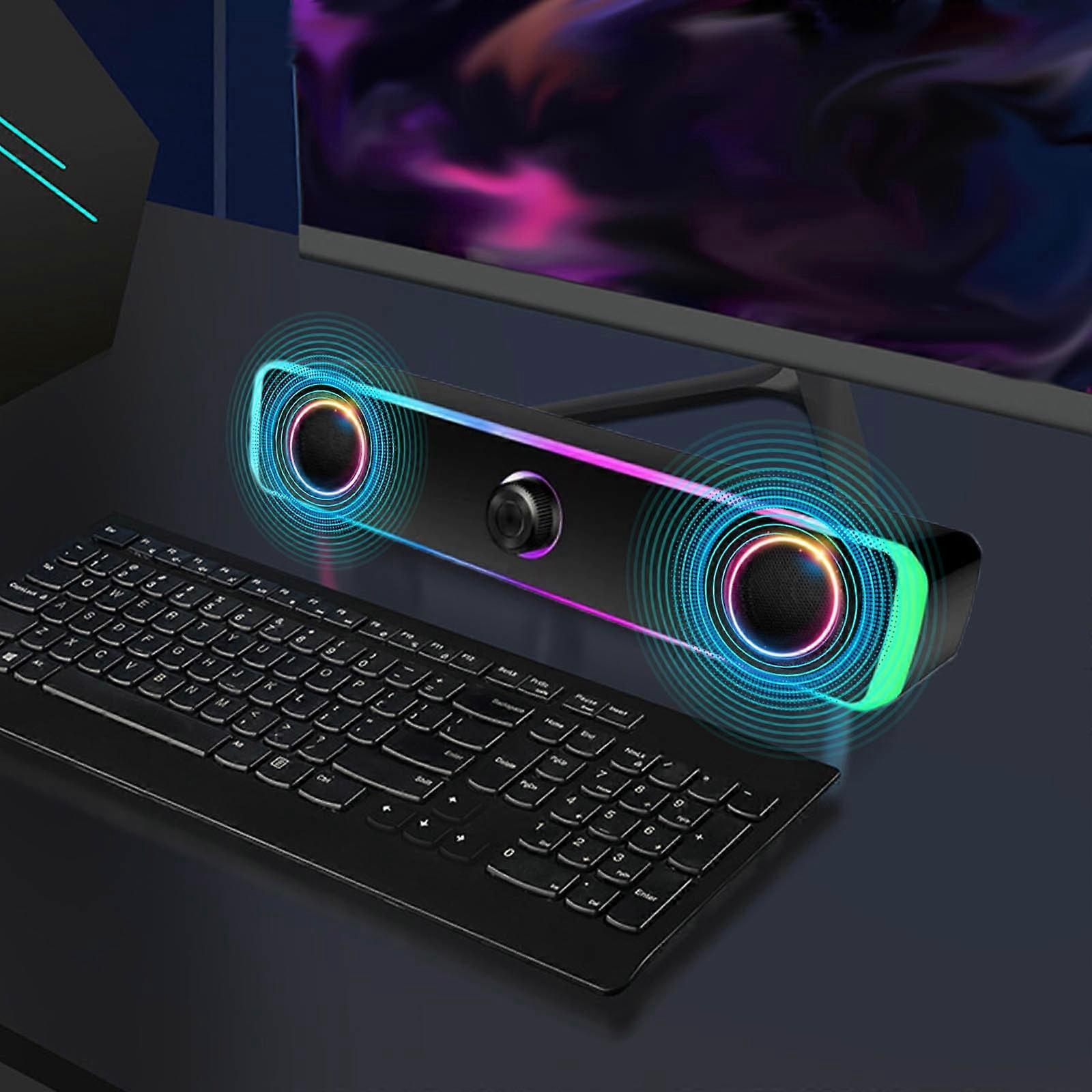 Donemore RGB Lights Desktop Computer Speakers, PC Computer Stereo Speaker, Enhanced Sound and Easy-Access Volume Control, USB Powered