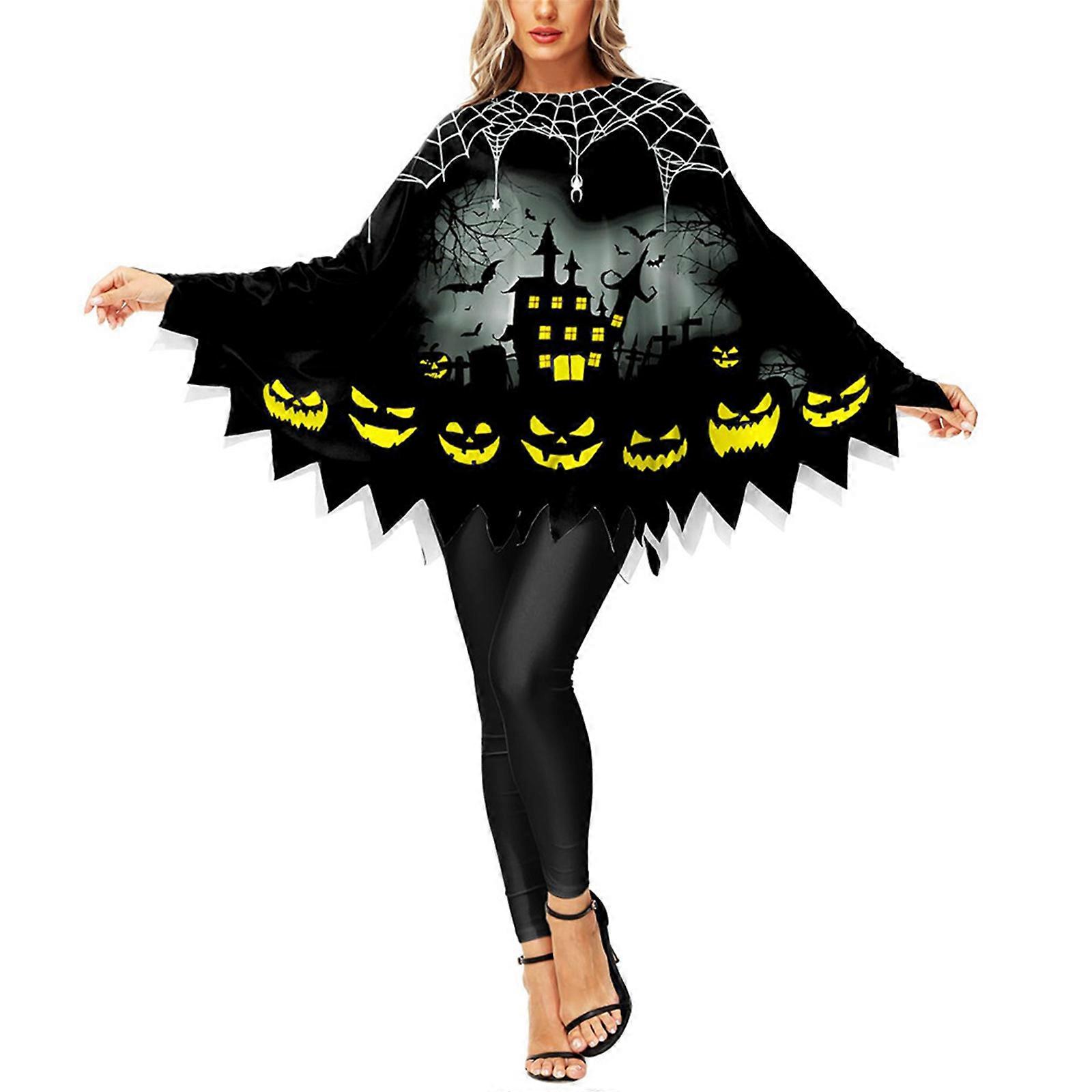 Lightweight Multipurpose Cape Funny Print Poncho Cloak For Halloween Role Play Costume Parties And Themed Social Event Multicolor