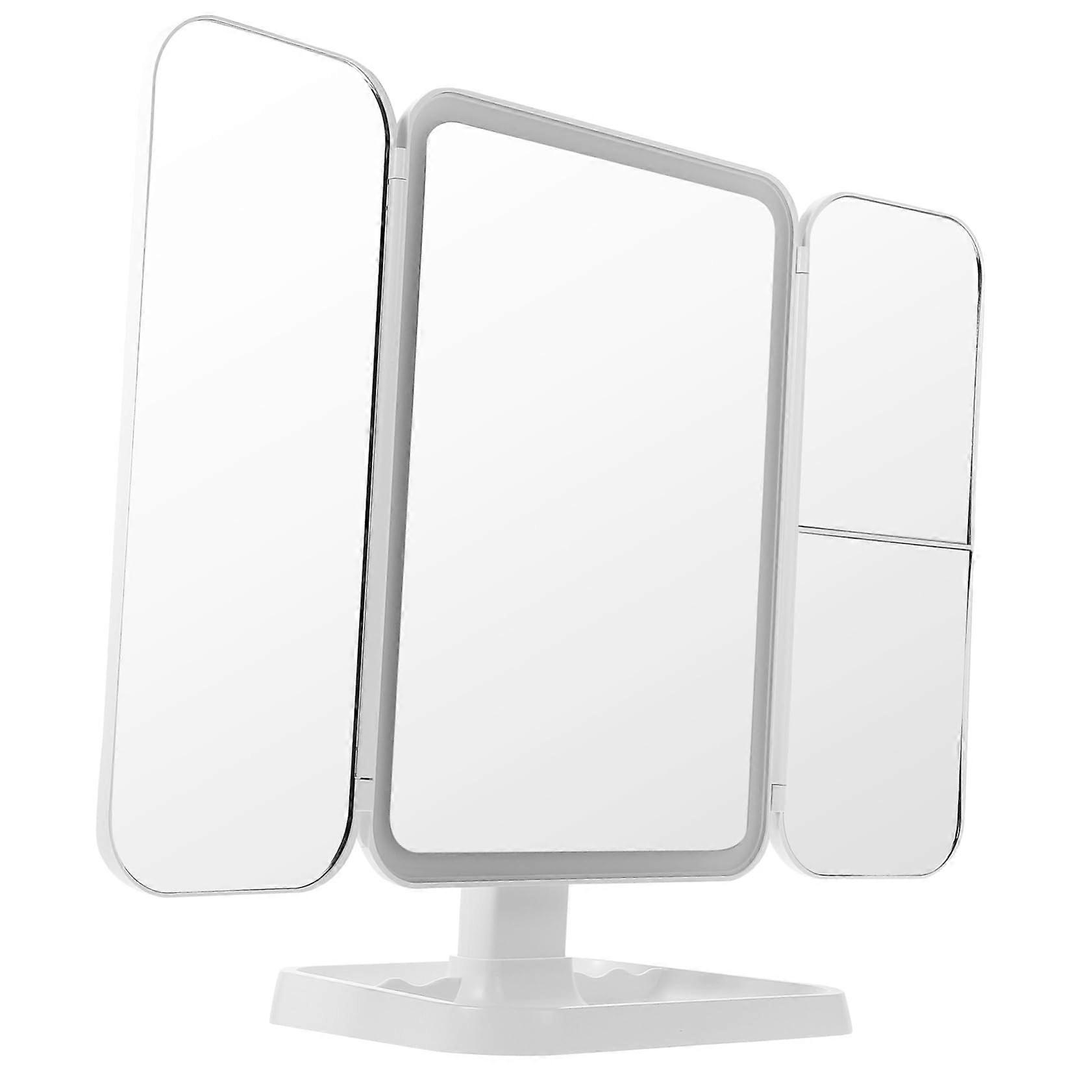 LED Vanity Mirror with Foldable Stand and Adjustable Lighting for Desk or Travel Makeup