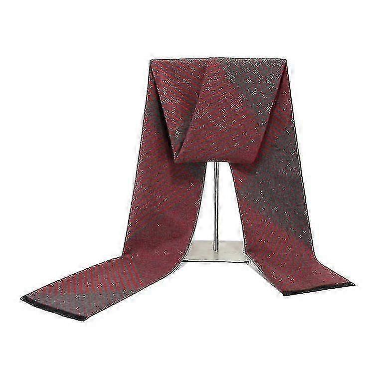 Men's Winter Thickened Check Cashmere Scarfred Light Gray bd