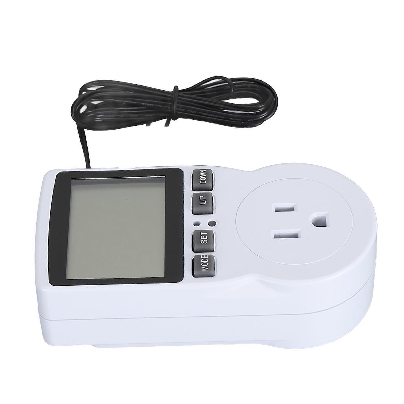 Plug Temperature Controller Outlet Backlit Digital Cooling and Heating Timer Plug with Sensor US Plug 120V 15A 1800W US Plug