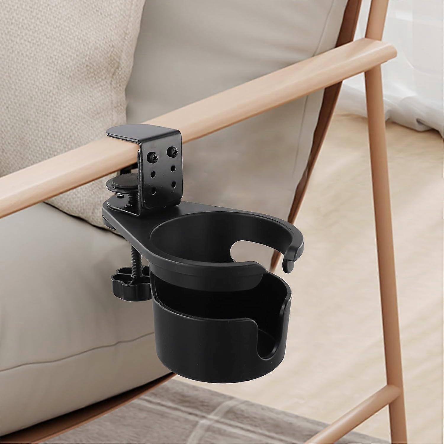 Tableside Cup Holder Rotatable Design For Desktop Office Use With Adjustable Height And Secure Beverage Hole Storage