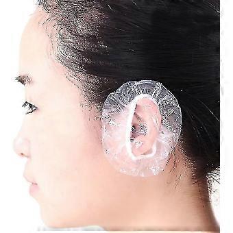 100pcs Disposable Hair Dyer Ear Protector Covers Shower Caps For Ears Clear