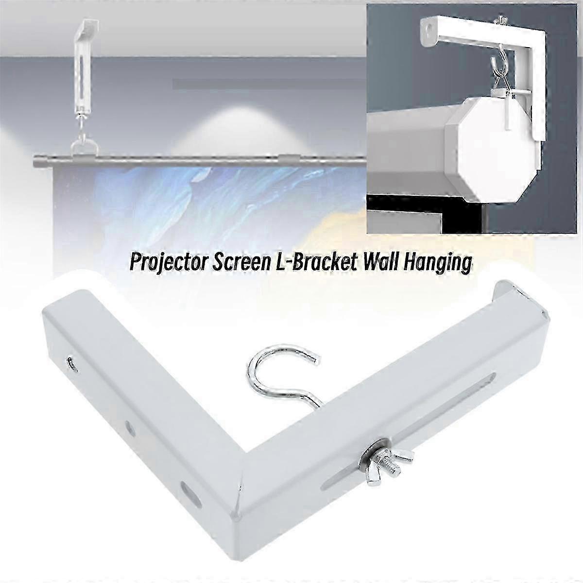 f 2Pcs Projector Curtain Hanger Projector Screen L-Bracket Mounting Hanger Holder Adjustable Extension