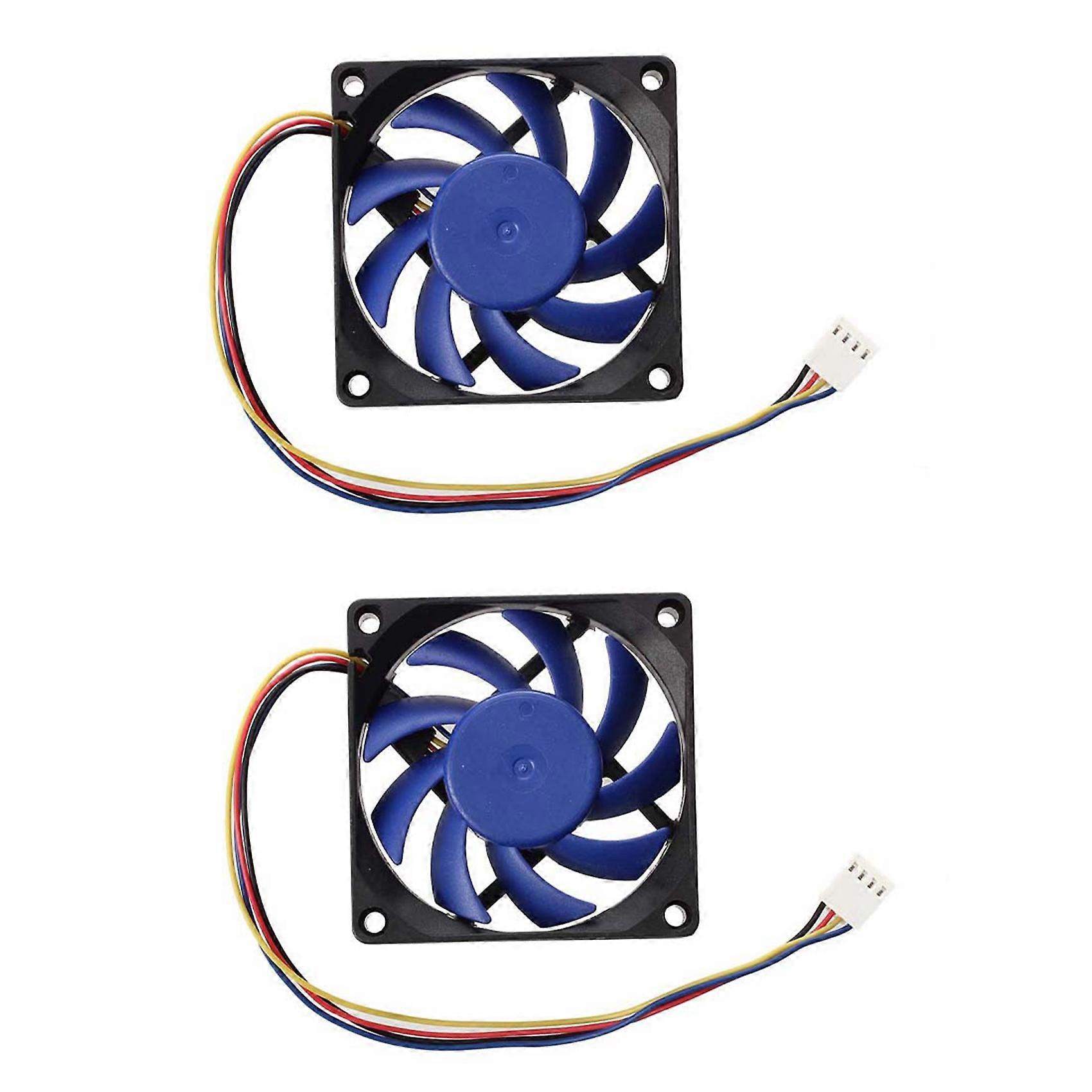 2X 12V DC 32 70mm 4-Pin Computer Case CFM PWM CPU PC Fan Blue & Black