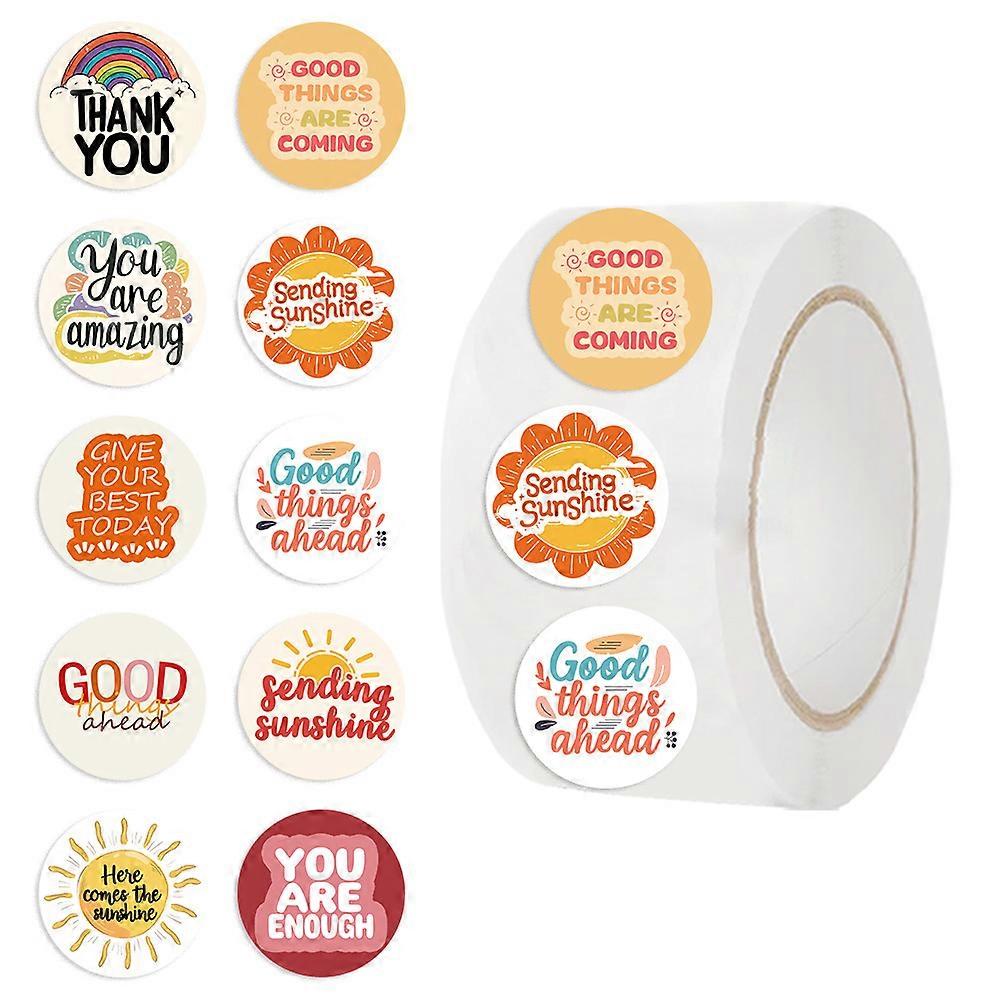 500 sheets/roll of washi tape with sunny phrases, journaling materials, and envelope sealing stickers.