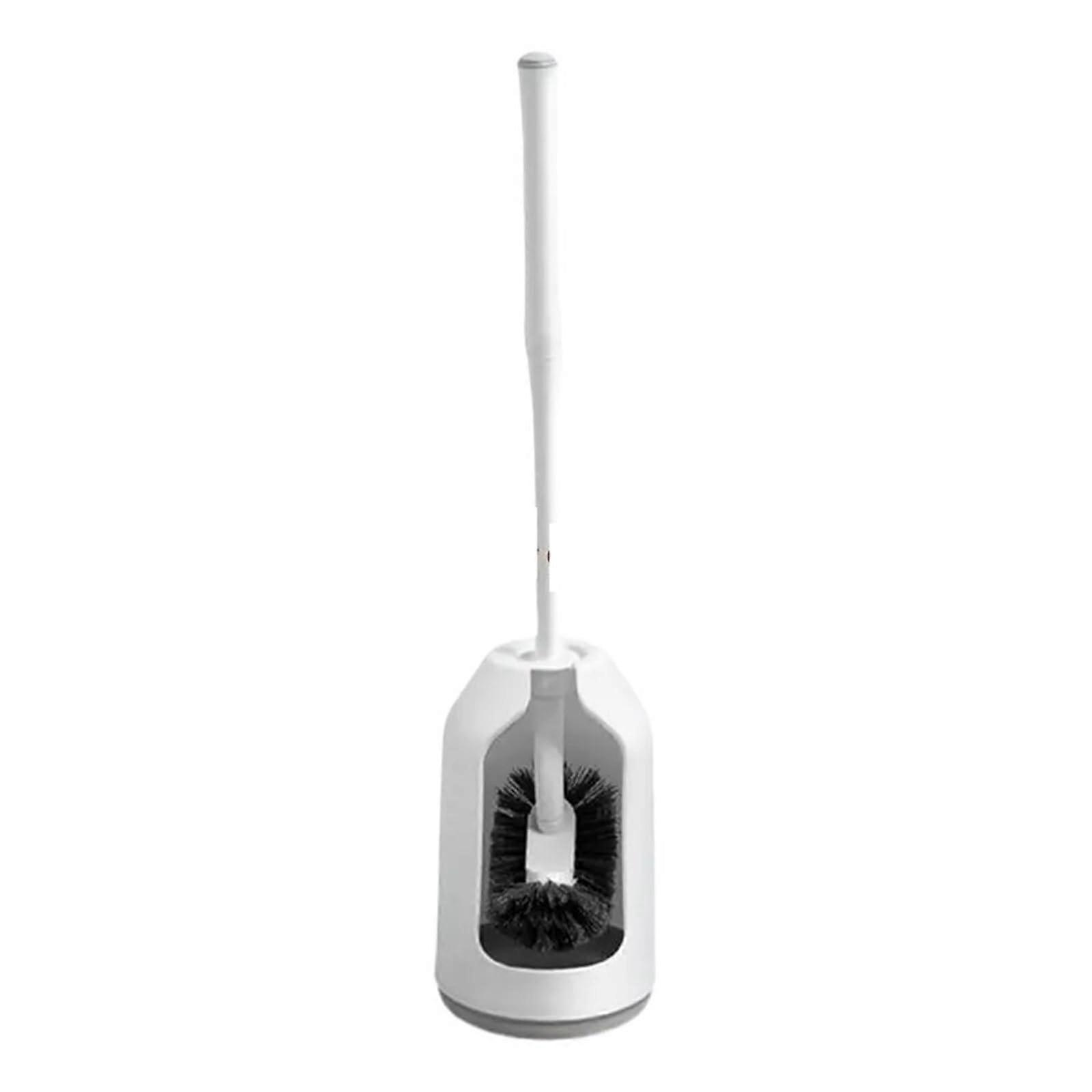 Toilet Bowl Brush Set with Non Slip Removable Handle and Holder Base for Bathroom Cleaning Circular