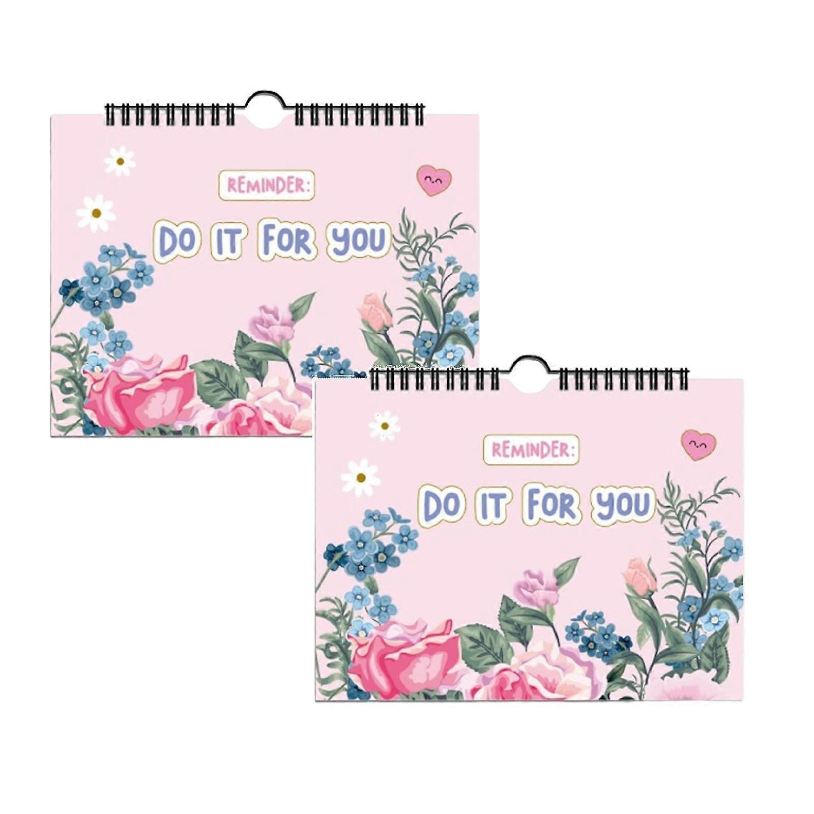 Xubond Notebook 4 Flower Theme Inspirational Notepad 12 Months English Plan Book Self Discipline Clock In Record Book Tools