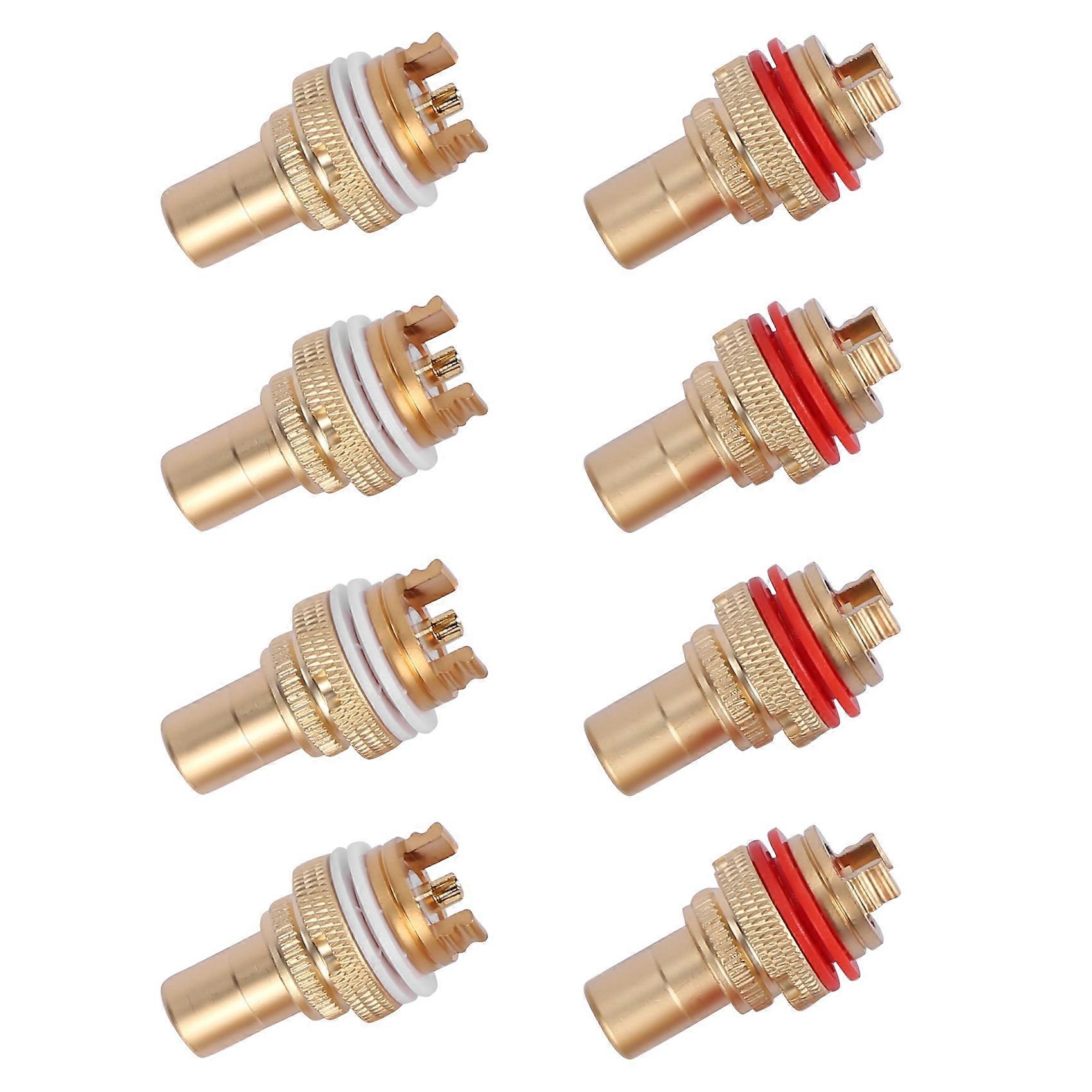 8pcs Red+White Female Socket Copper Plug Amp HiFi