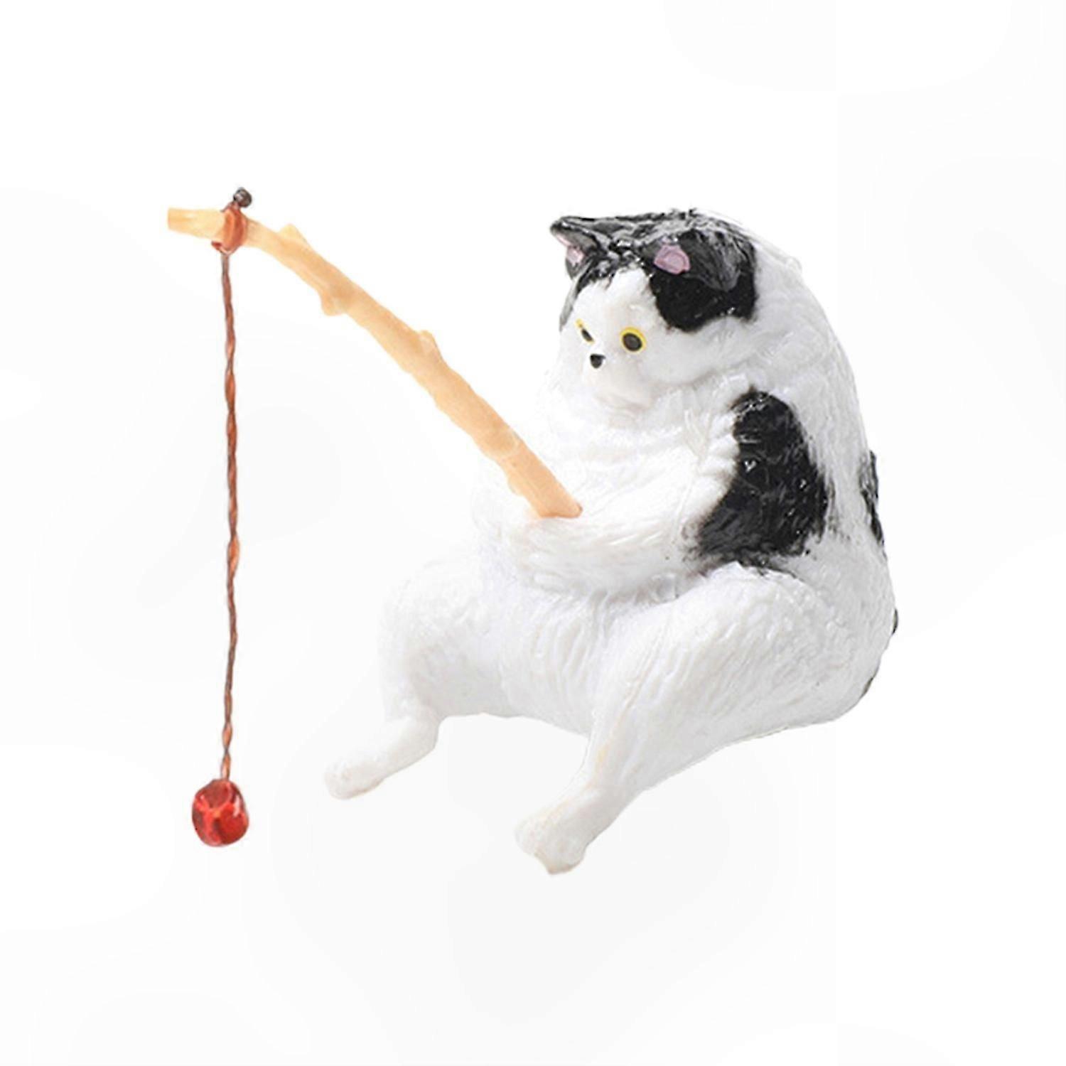 Realistic Cat Statue Ornament for Aquariums Decore
