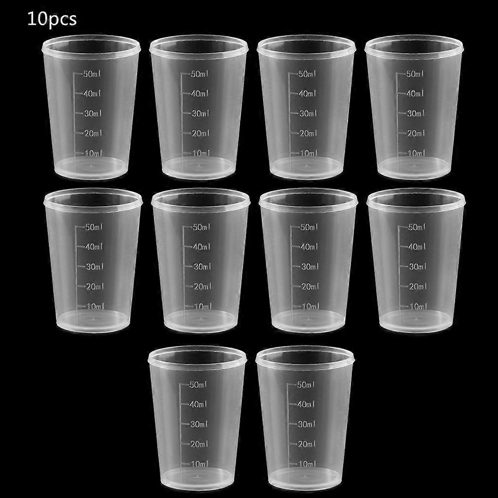 10Pcs 50ml Laboratory Bottle Lab Test Measuring Container Cups with Cap Liquid Measuring Cups