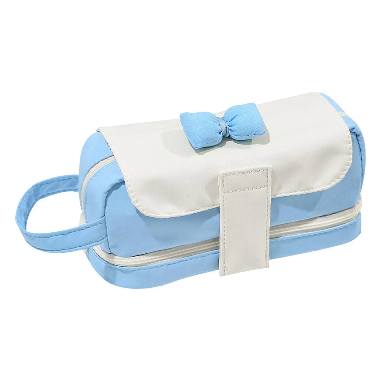 Ozmmyan Bow Tie Color Blocking Pencil Bag For Middle School Students Cute Pencil Bag Pick Kids Study for Less Back to School Savings