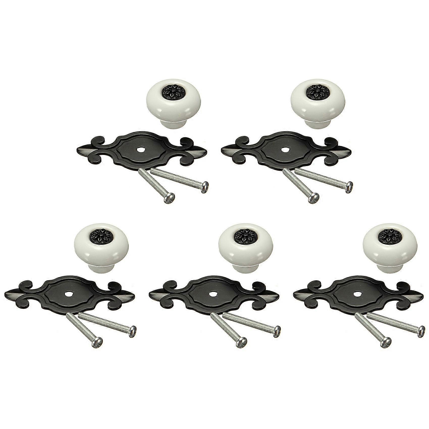 5X Vintage Ceramic Door Knobs Drawer Cabinet Cupboard Wardrobe Pull Handle White+Black