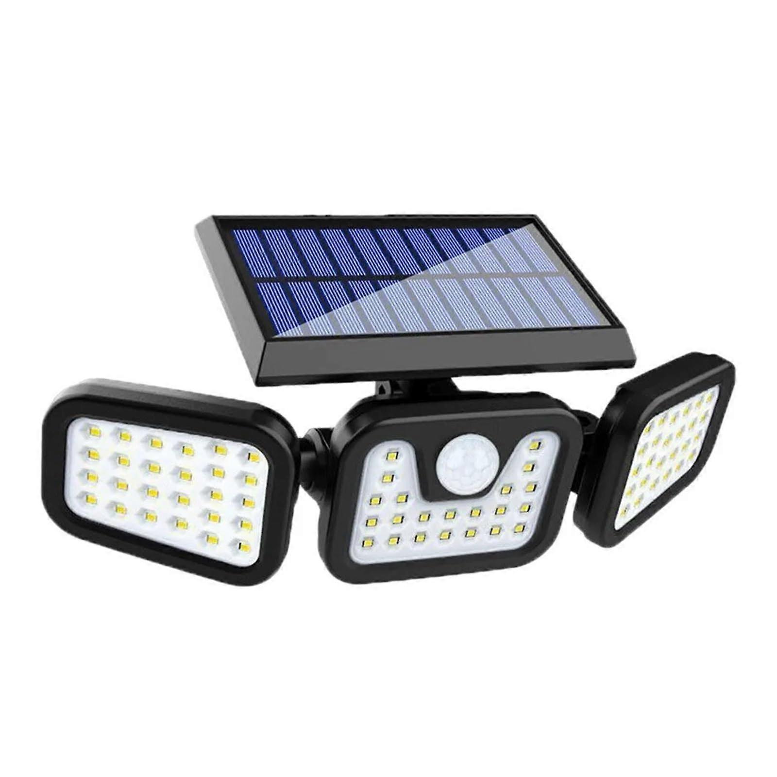 Solar Powered Motion Sensor Light with Triple Adjustable Heads, Waterproof Outdoor LED Security Lamp for Garden and Street