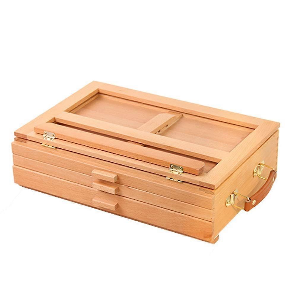 3Layer Wooden Drawer Table Easel with Folding Storage Paintbox for Artists Painting and Drawing