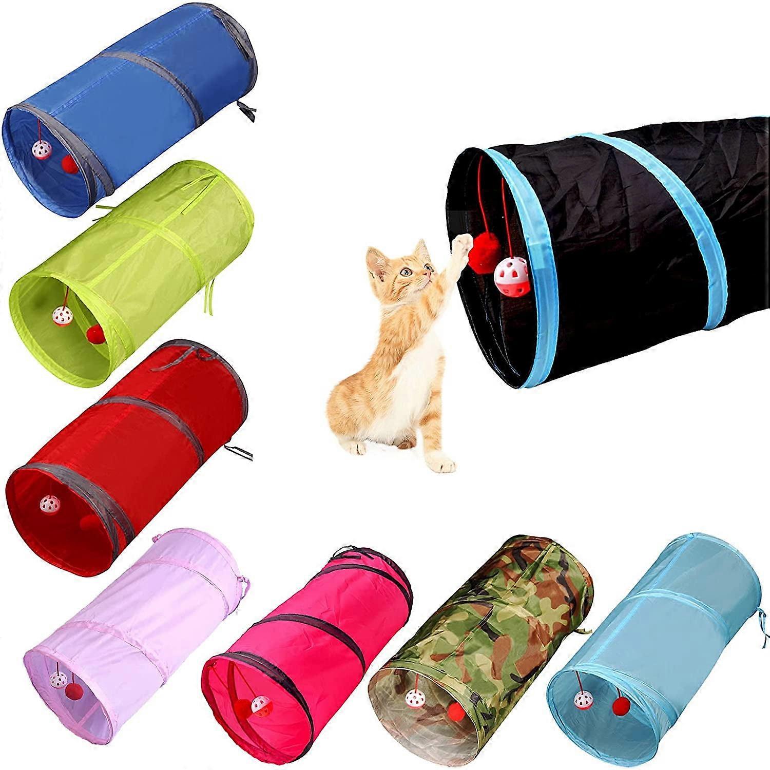 Interactive Cat Tunnel with Balls, Compatible with Rabbit & Kitten Toys, Crinkle Collapsible Peek Hole Play Tunnel for Indoor Cats, Puppies