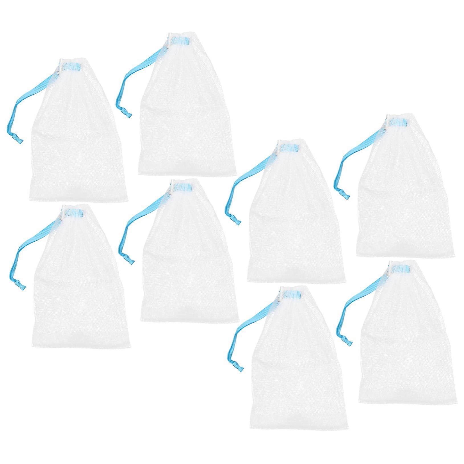 8Pcs Facial Cleansing Foam Nets with Drawstring Exfoliating Soap Saver Bags for Rich Lather
