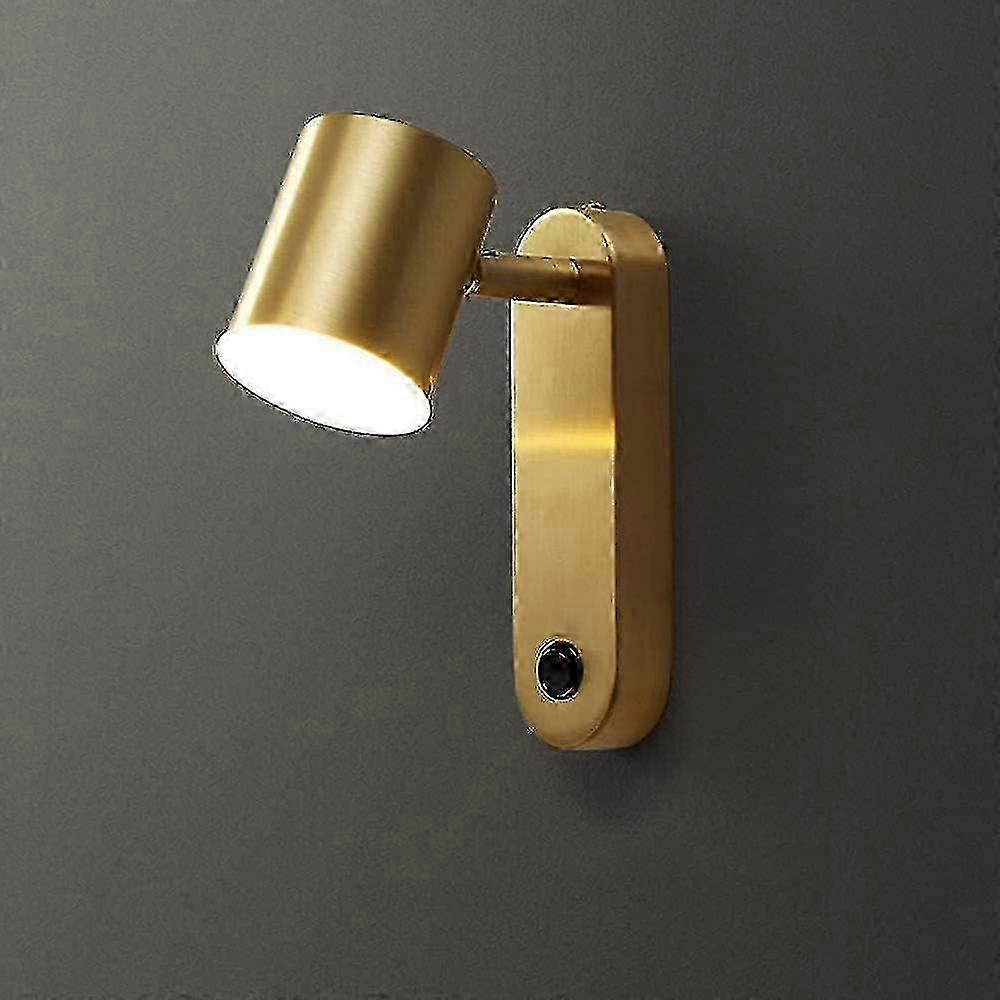 Vintage Brass Adjustable Wall Lamp with Switch, 360�� Rotate LED Spotlights 7W 3000K-6000K-xpc