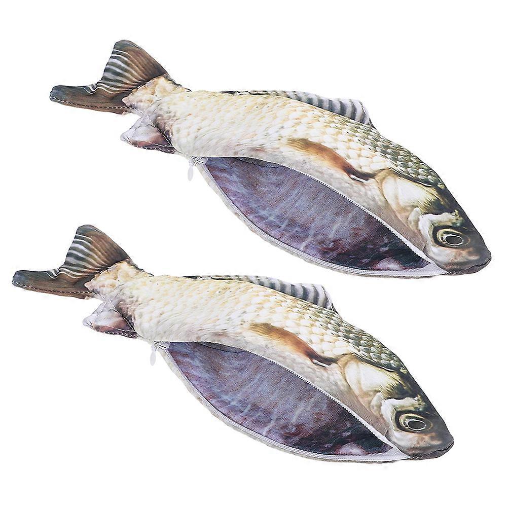 Creative Fish Pen Bag for Storage Use with 2Pcs Fish Shaped Pencil Case