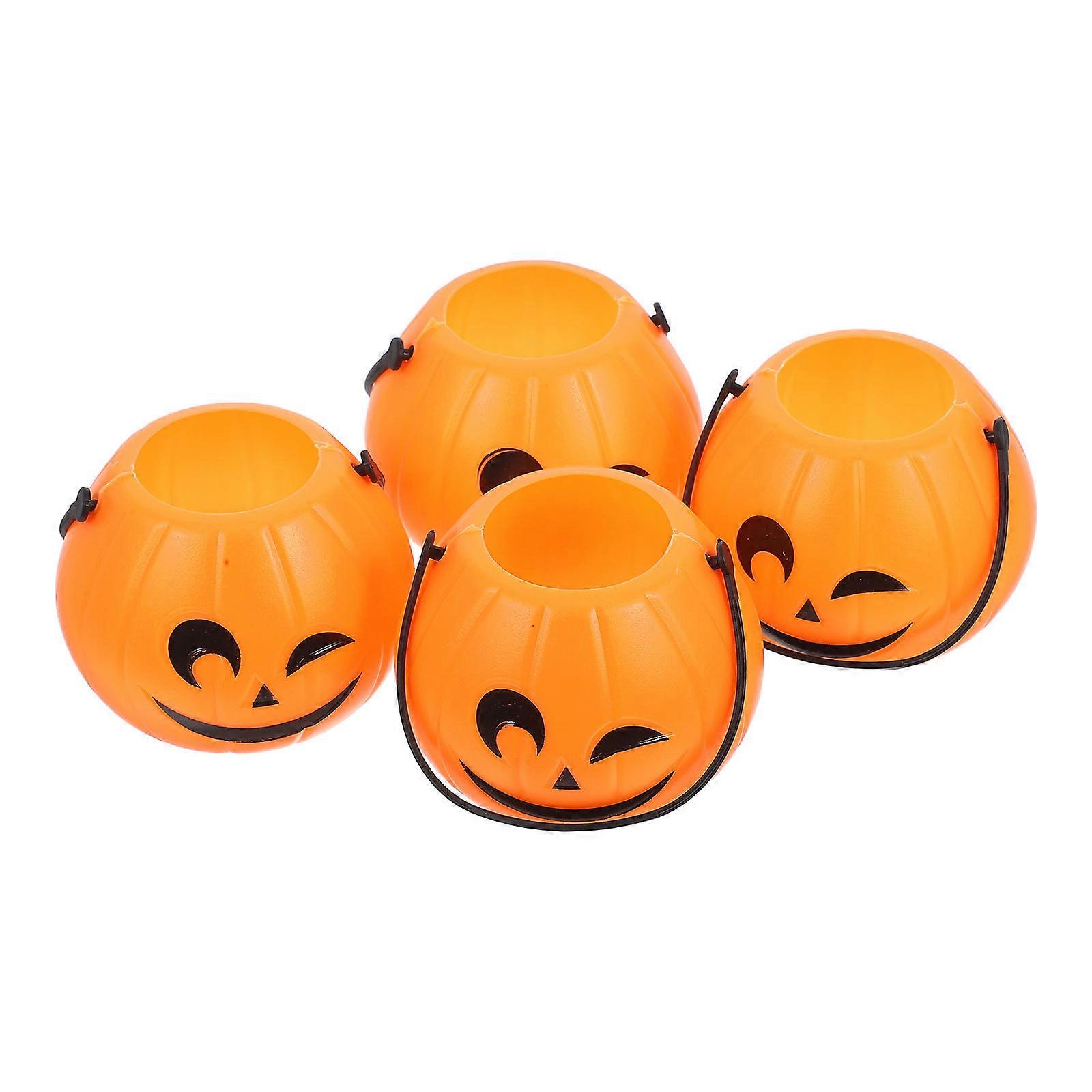 Halloween Pumpkin Buckets for Candy Storage Plastic Portable 4Pcs Set