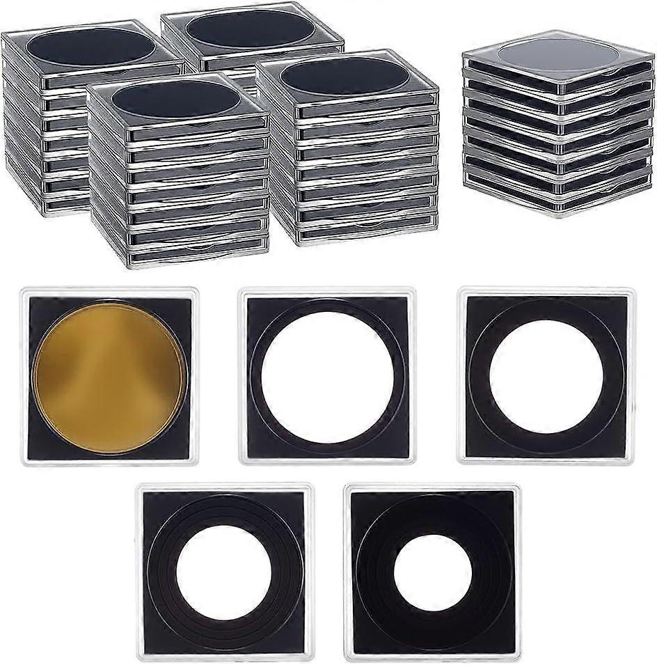 40 Sets Coin Snap Holders Adjustable Plastic Coin Collection Cases with Sponges Inside Square Transparent Plastic Storage Display Case Silver Dollar P