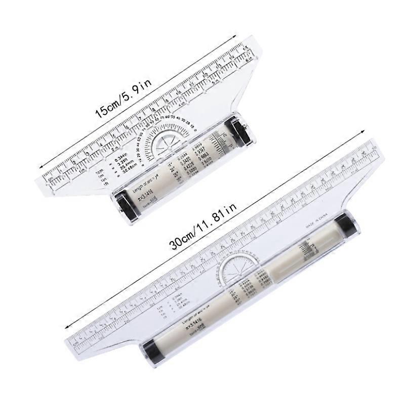 R��gle multifonctionnelle en plastique pour mesurer la proximit��, 2 pi��ces, conception de dessin, parall��le, id��ale pour les ��coles et les bu