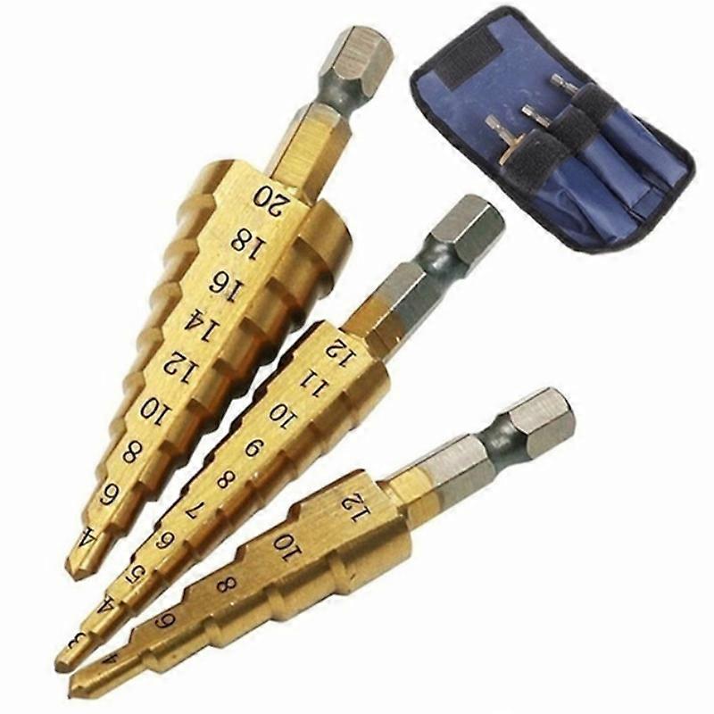 3pcs HSS Cobalt Multiple Hole 50 Sizes Step Drill Bit Set Tools