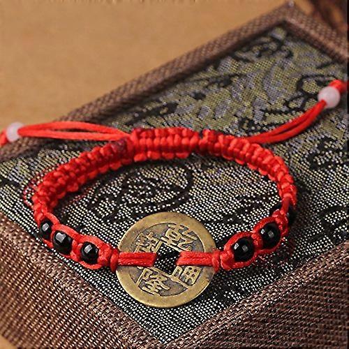 Five Emperors Coin Red String Bracelet Handmade Adjustable Good Luck Jewelry for Couples