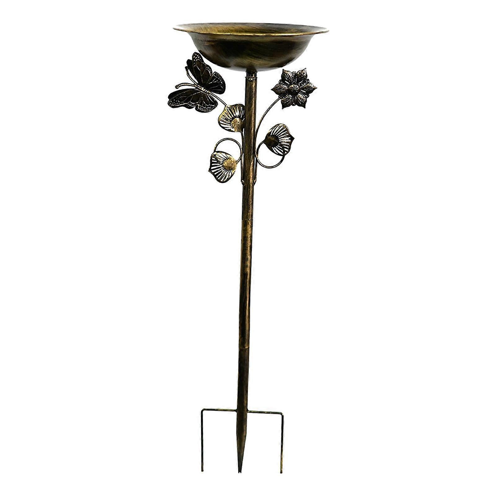 Outdoor Bird Bath with Stand, Durable Solid Iron, Weather Resistant Garden Decor, Gold