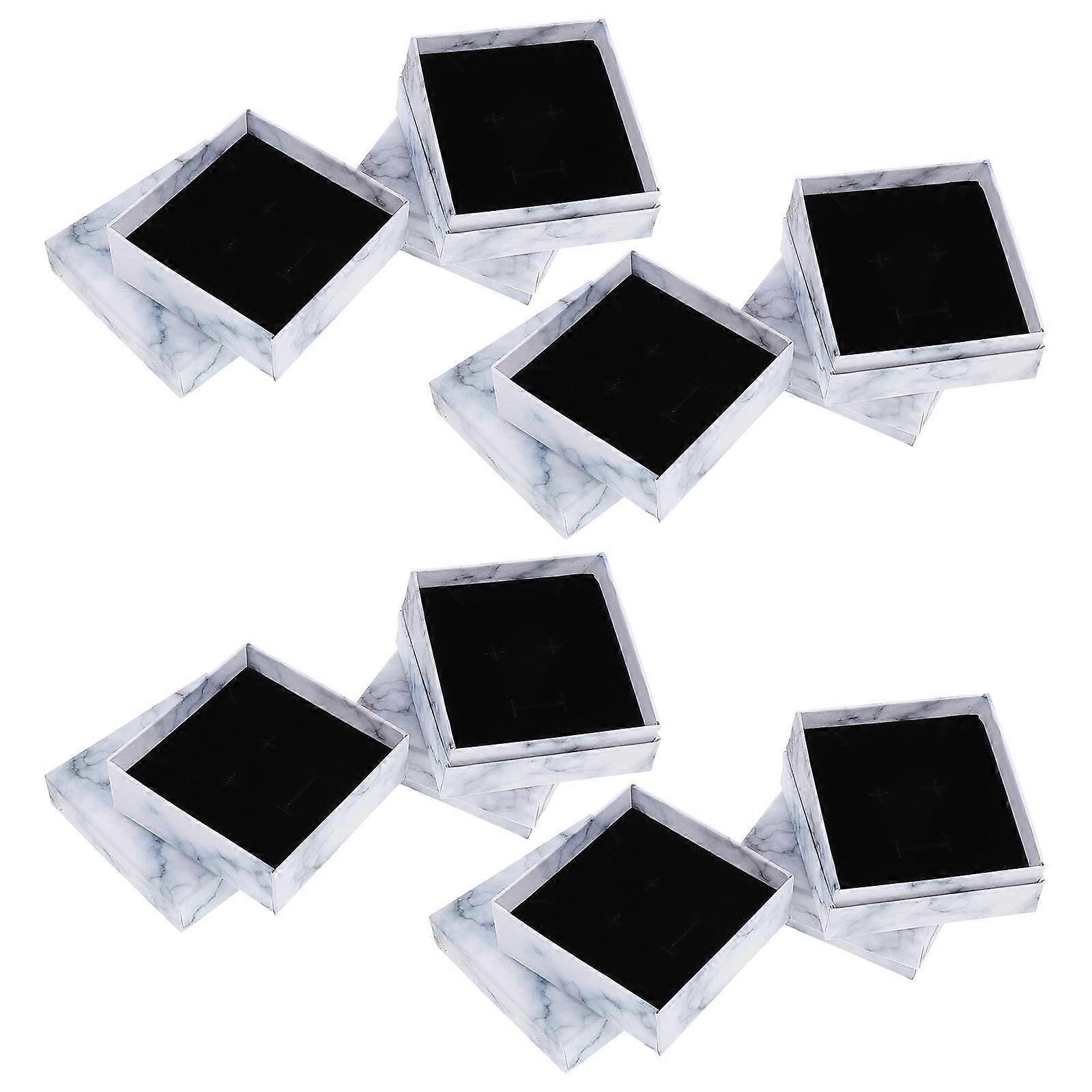 Multicolor Marble Pattern Jewelry Box for Storage 8Pcs Paper Boxes