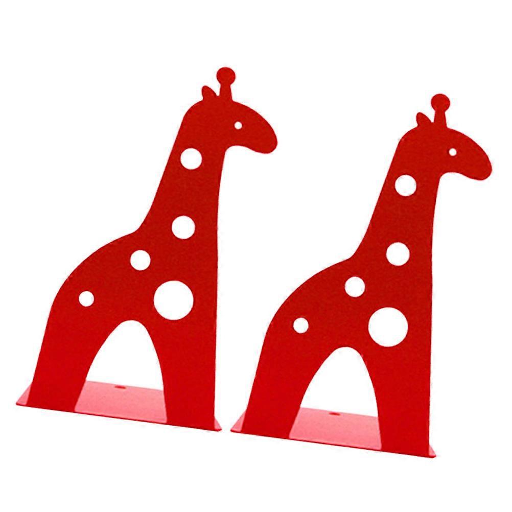 Creative Giraffe Book Stand Red Metal Bookend for Book Use 2Pcs