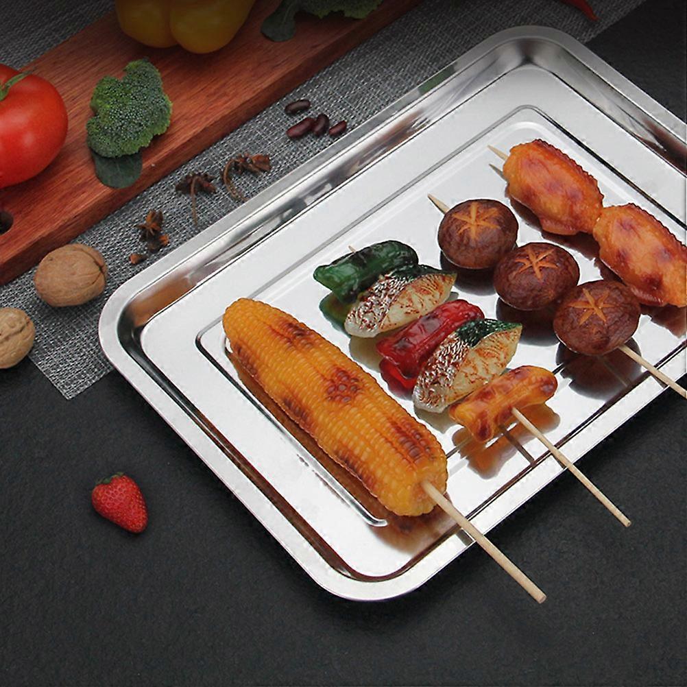 10Pcs Stainless Steel Food Tray for Practical Kitchen Serving Use