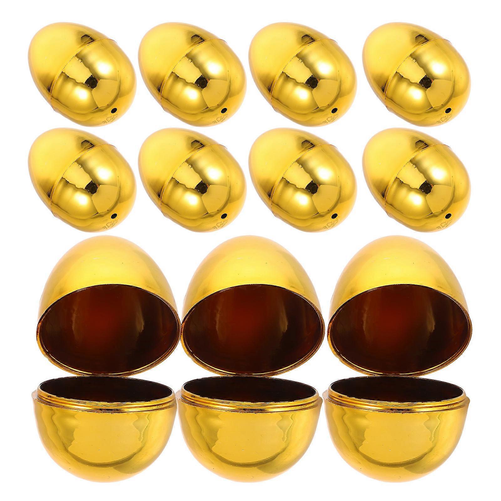 Golden Easter Basket Fillable Eggs for Storage 12Pcs Plastic Easter Eggs