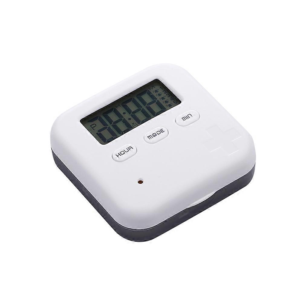 Box Timer with 5 Reminder Alarms Countdown Clock Display for Medicine Storage Use Grey