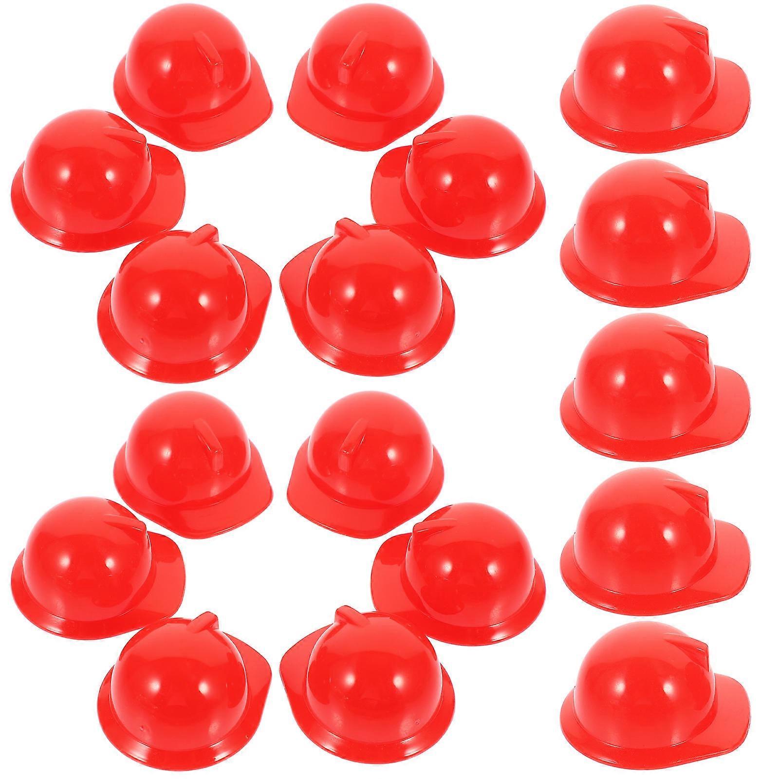Miniature Construction Hat Decorative Safety for Decor 40Pcs Red