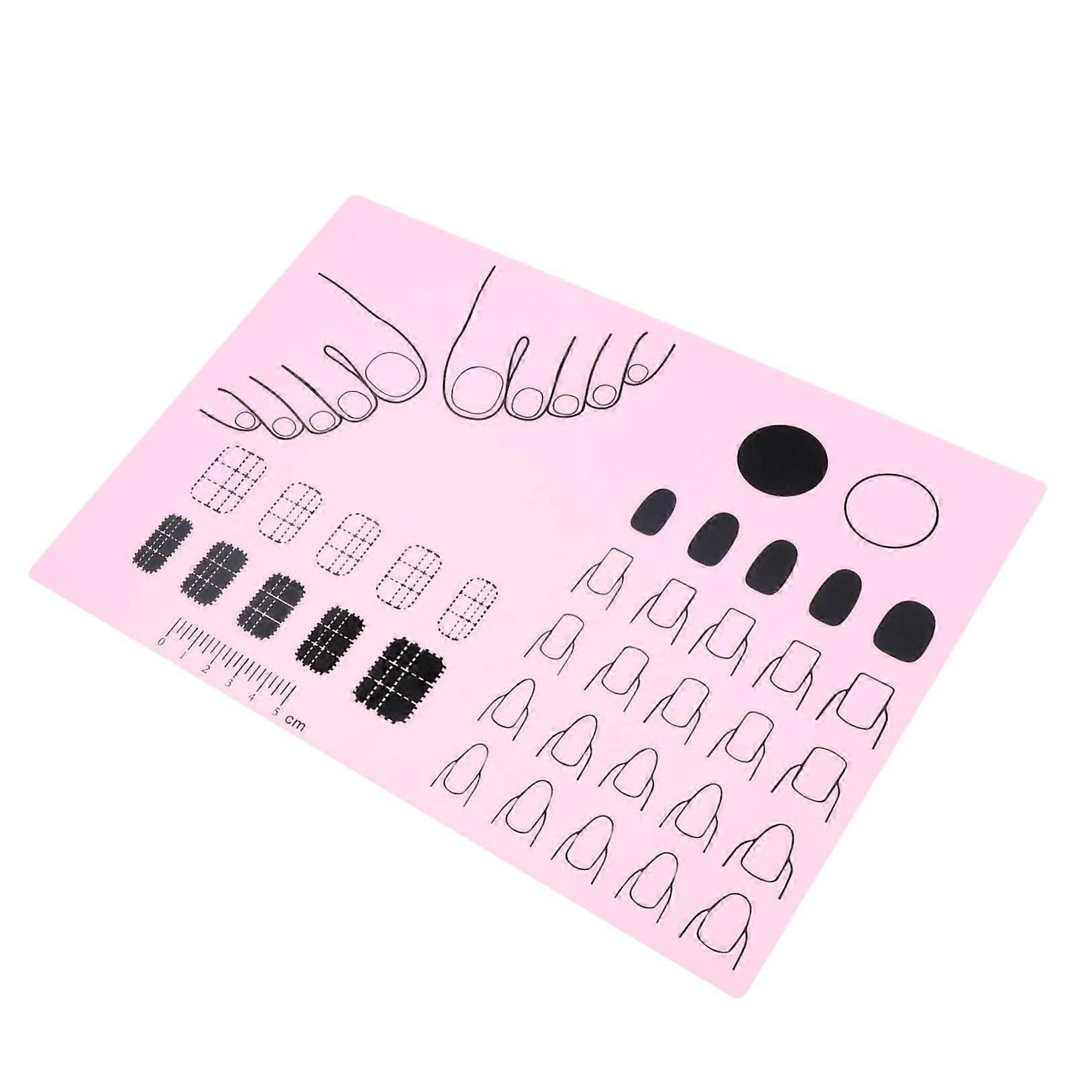 Acrylic Nail Training Mat with Easy Clean Silicone Surface, Compact Pink Practice Sheet for Beginners