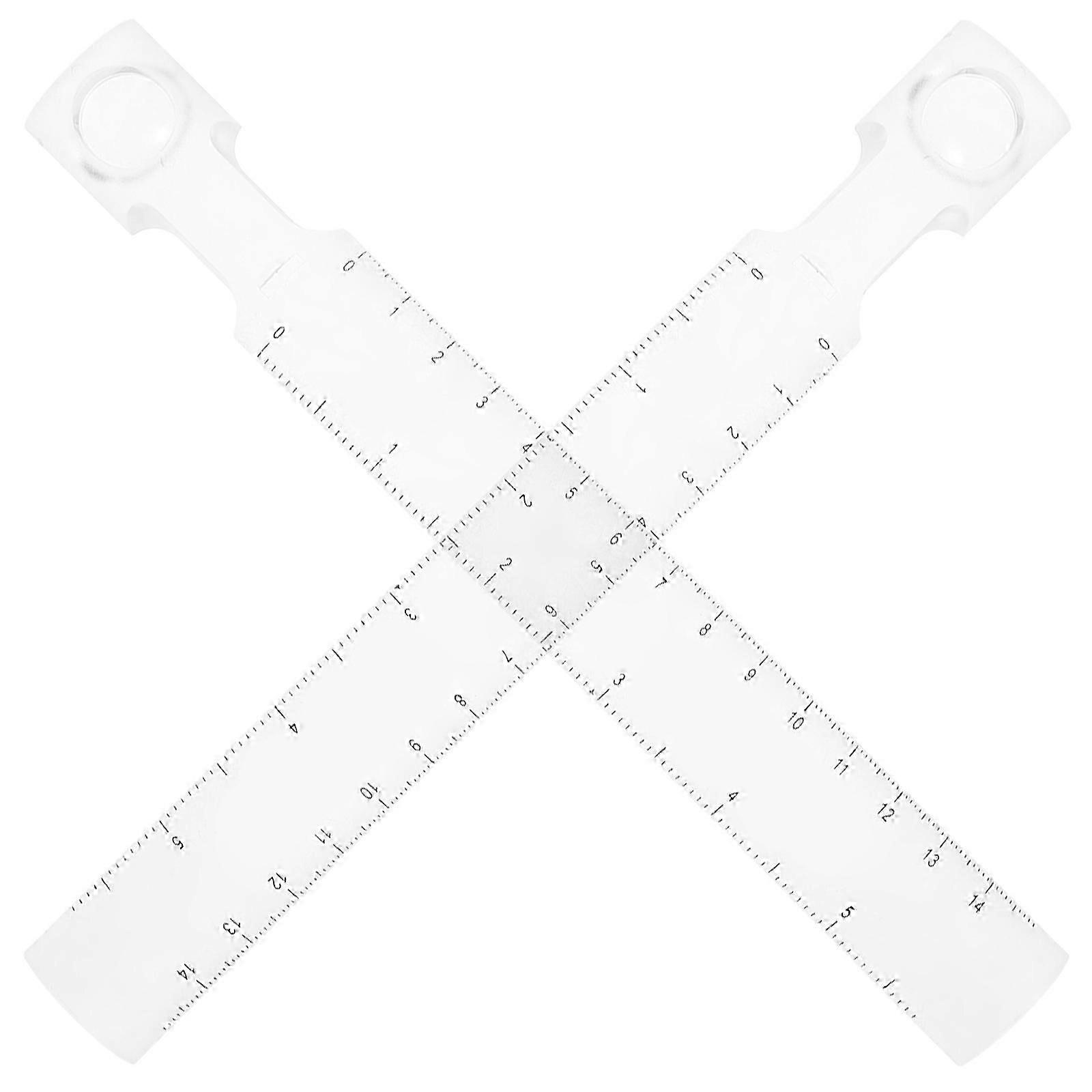 Transparent Drawing Ruler with Magnifier for Measuring 10Pcs