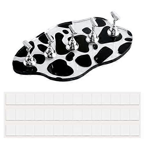 Acrylic Magnetic Nail Practice Stand with 42 Reusable Nail Holders and Cow Pattern Display Kit