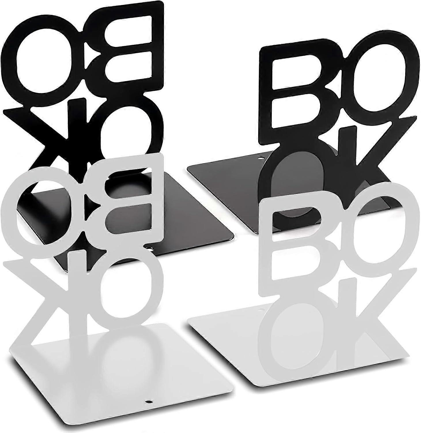 4-Piece Metal Bookend Set, Non-Slip