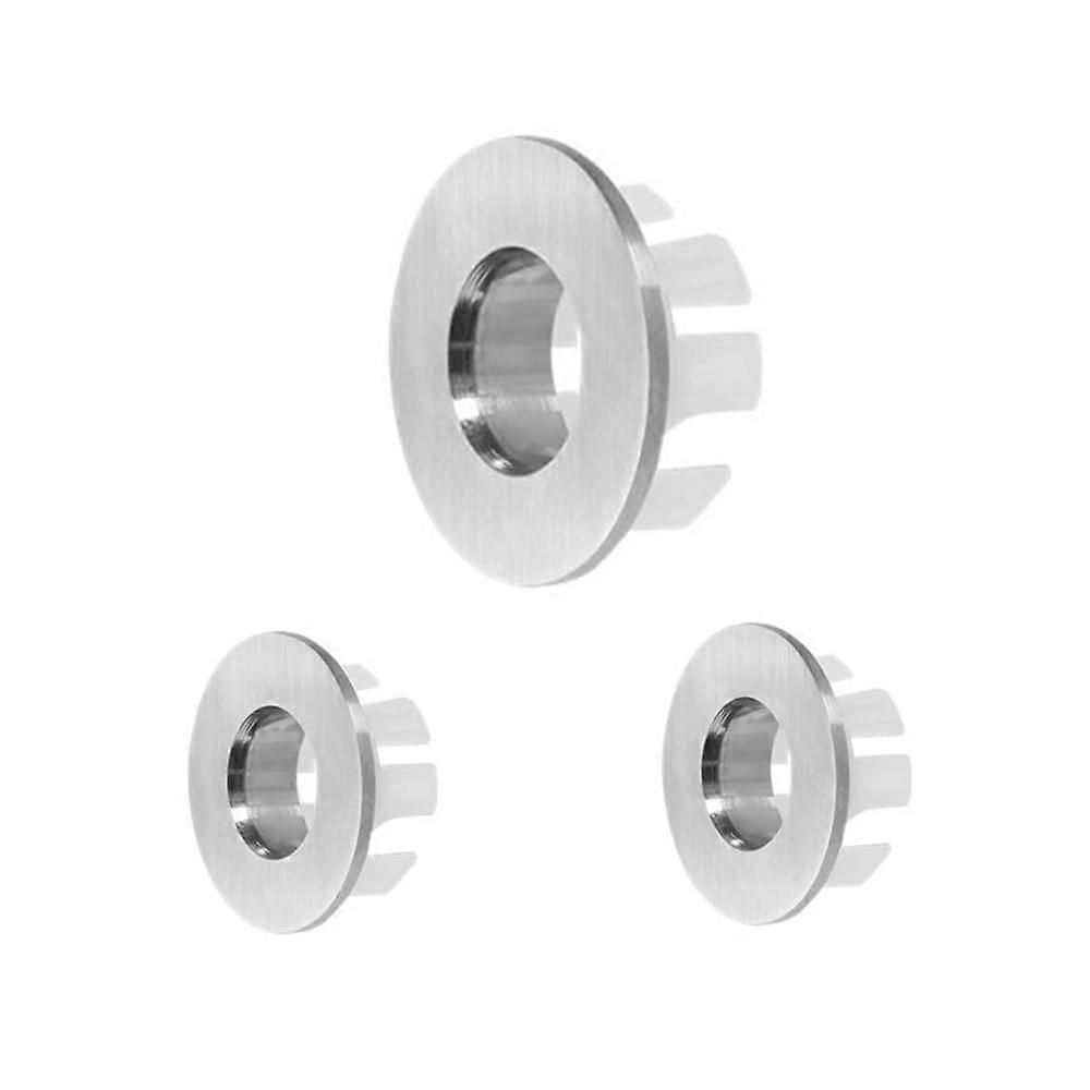 3 Pcs Sink Overflow Cover Set, RustResistant Copper Ring for Bathroom and Kitchen Basins, Brushed Silver