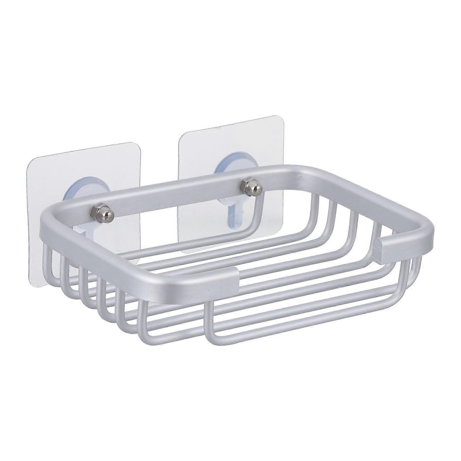 Rust Resistant Wall Mounted Soap Dish with Self Draining No Drill Aluminum Rack for Bathroom and Kitchen