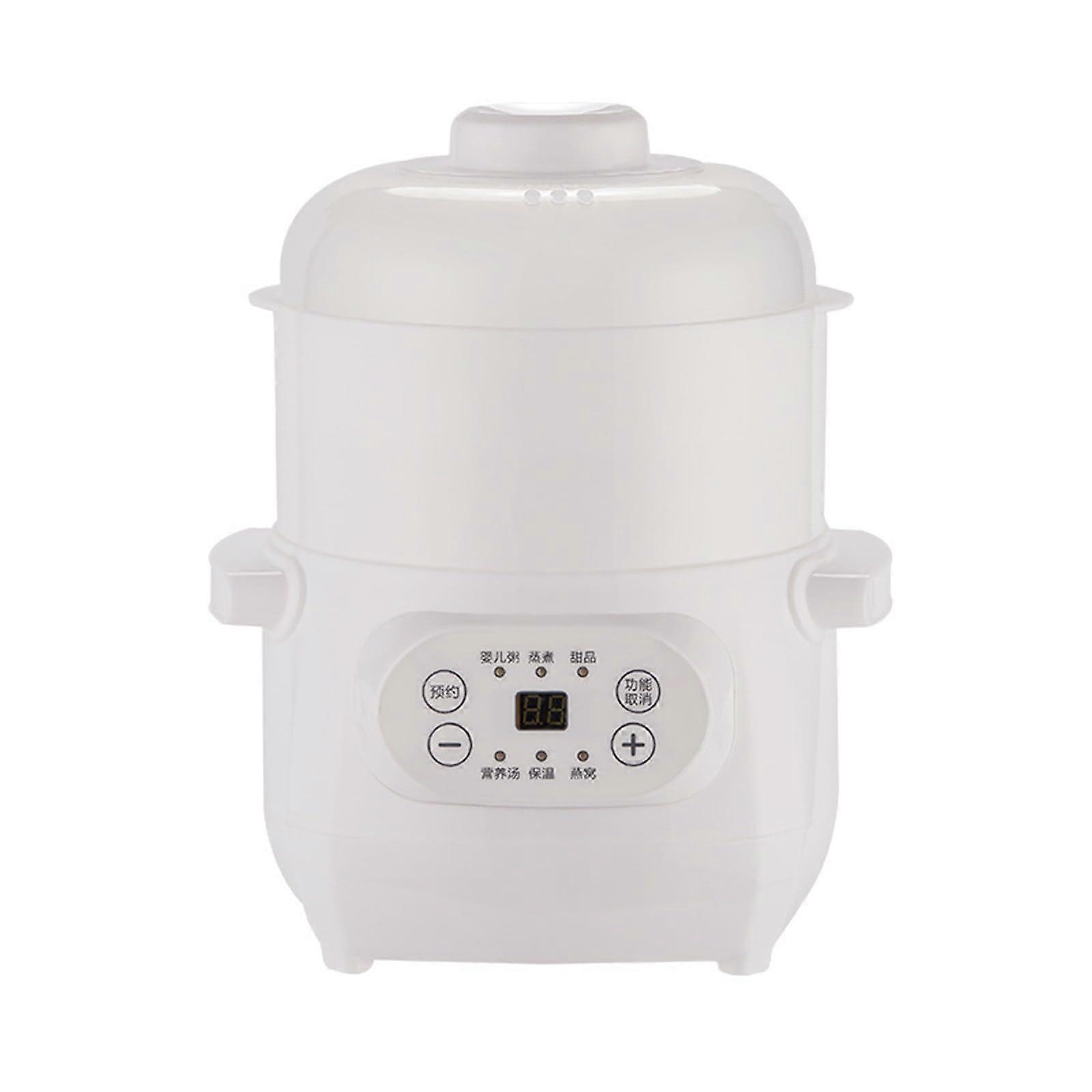 1L Ceramic Electric Slow Cooker with Touch Control, Dual Stew Steam Function, White Soup Maker
