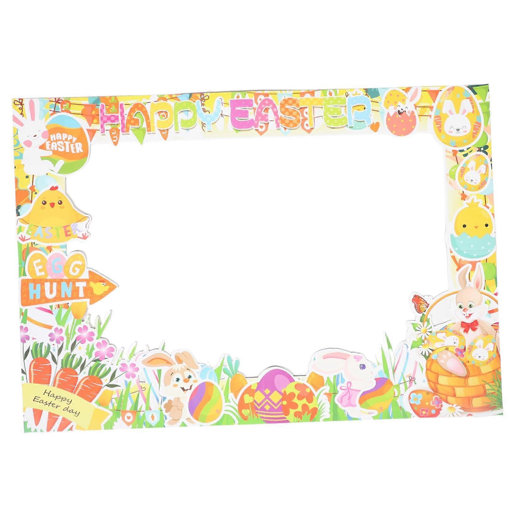 Easter Photo Booth Props Cute Bunny Chick Handheld Frame for Fun Easter Party Decorations