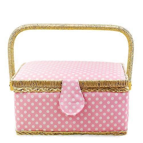 Large Capacity Pink Sewing Kit Box with Accessories and Secure Lock Closure for Adults