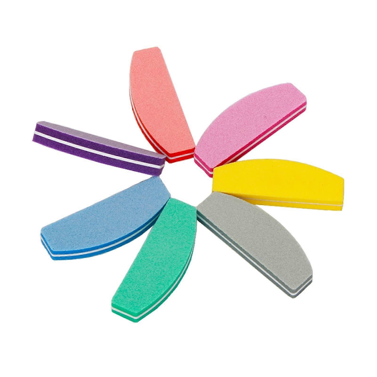 Yellow Half Moon Nail File and Buffer Set 7pcs for Professional Manicure and Salon Use