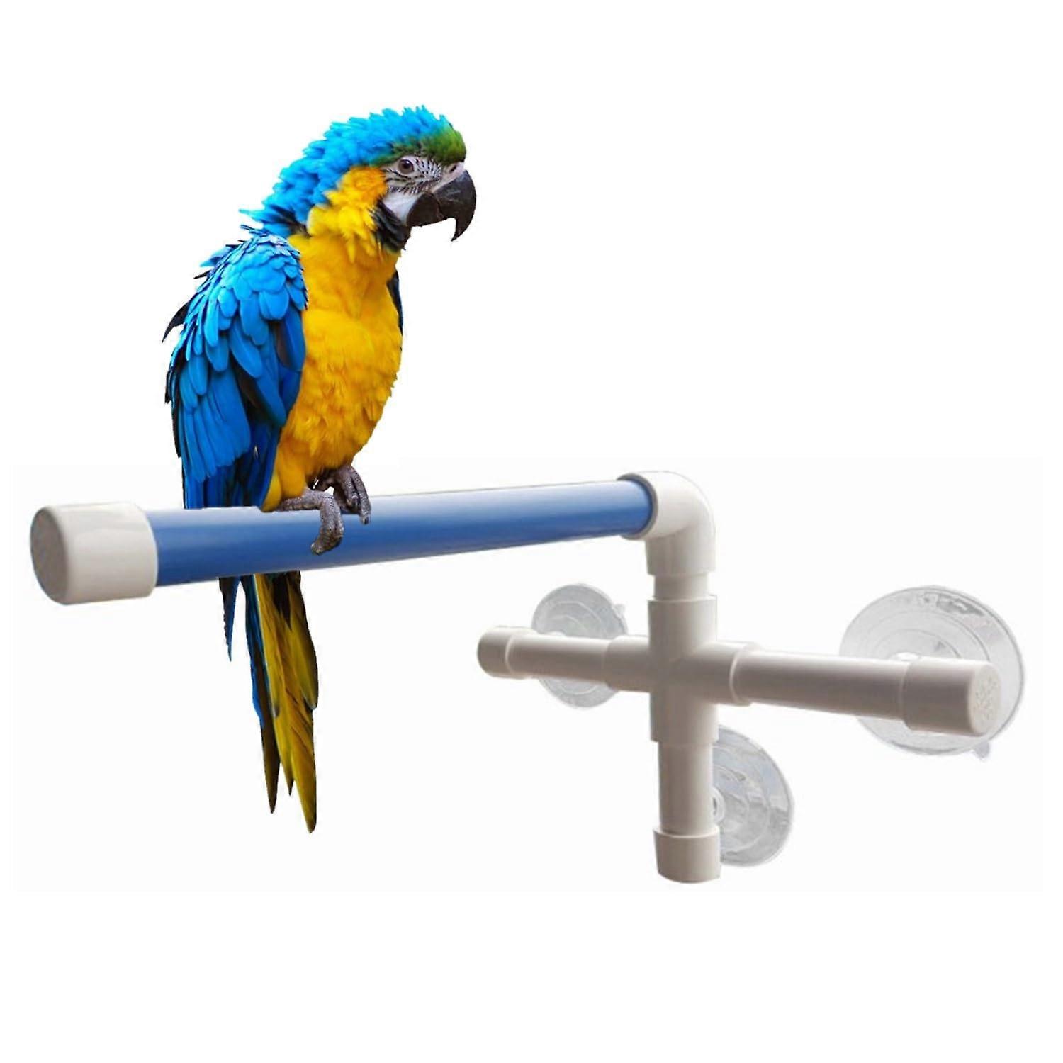 Bird Shower Perch with Strong Suction Mount, Foldable Parrot Cage Perch for Window Bath and Sun
