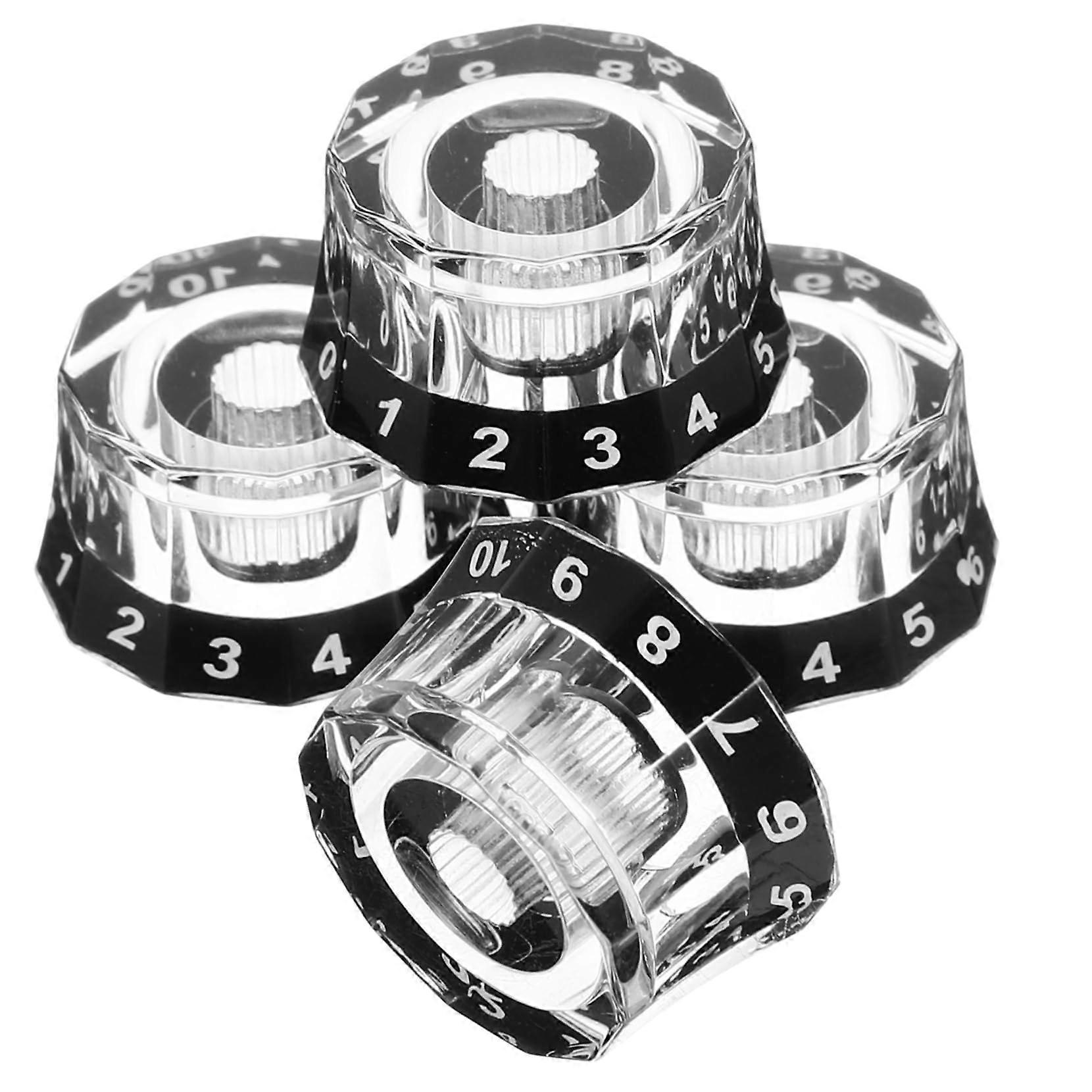 4pcs Electric Guitar Volume Knobs Set for Bass, Durable Acrylic, Smooth Control, Easy Install