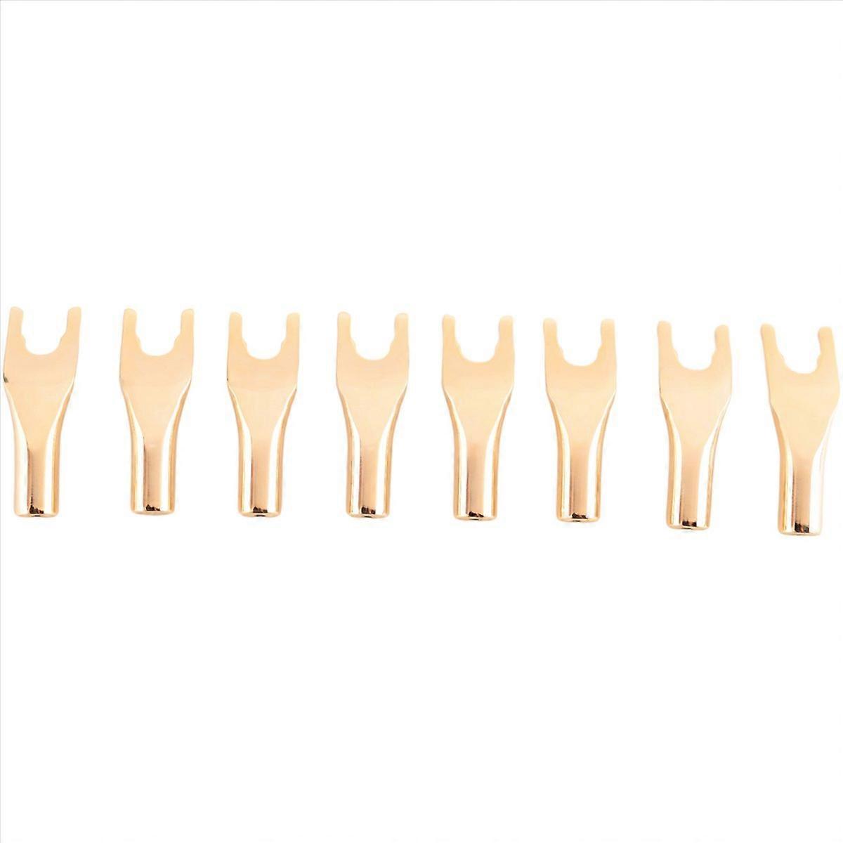 Screw Fork HiFi Speaker Spade Connector Plugs-Copper