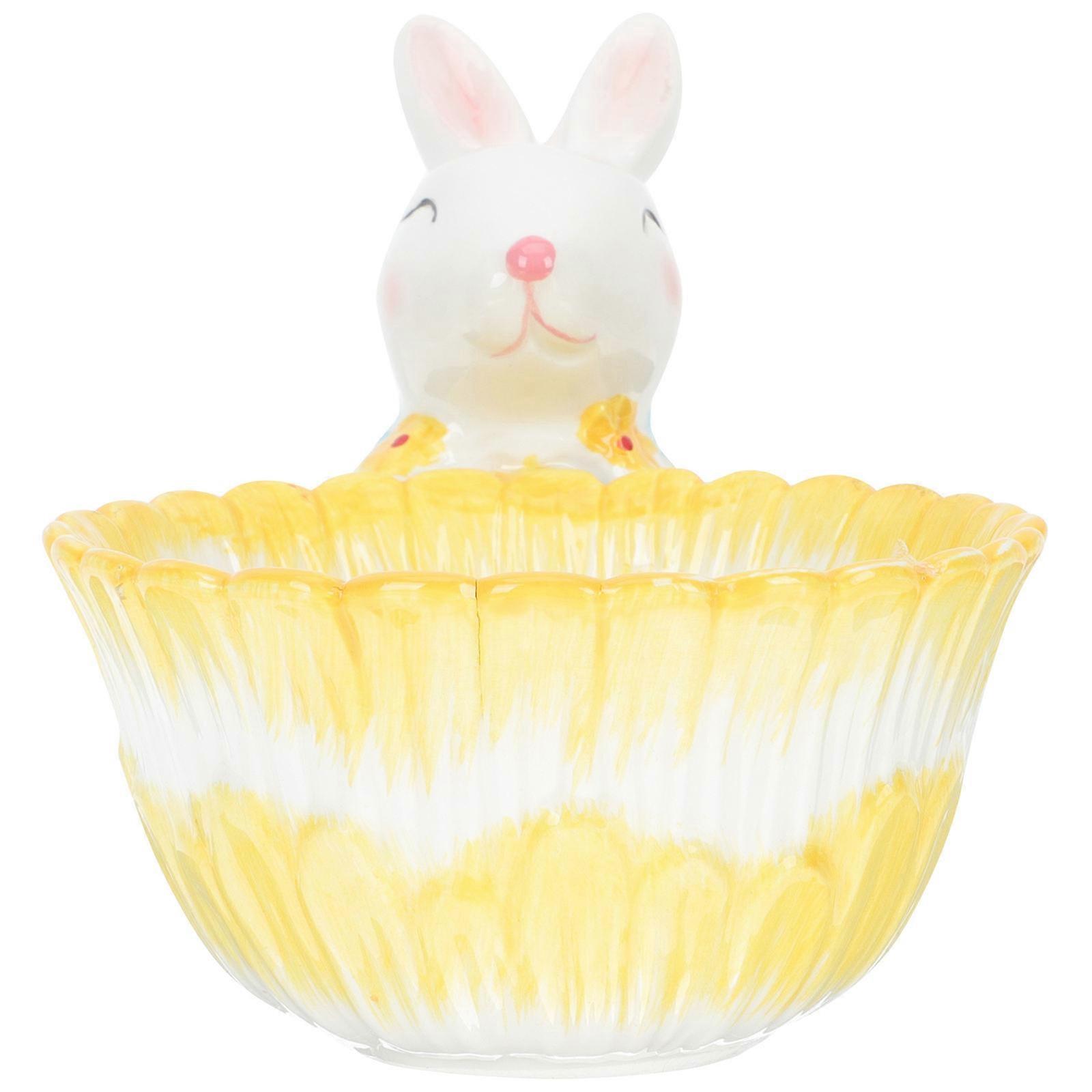Ceramic Bunny Storage Container for Easter Candy Bowl Use